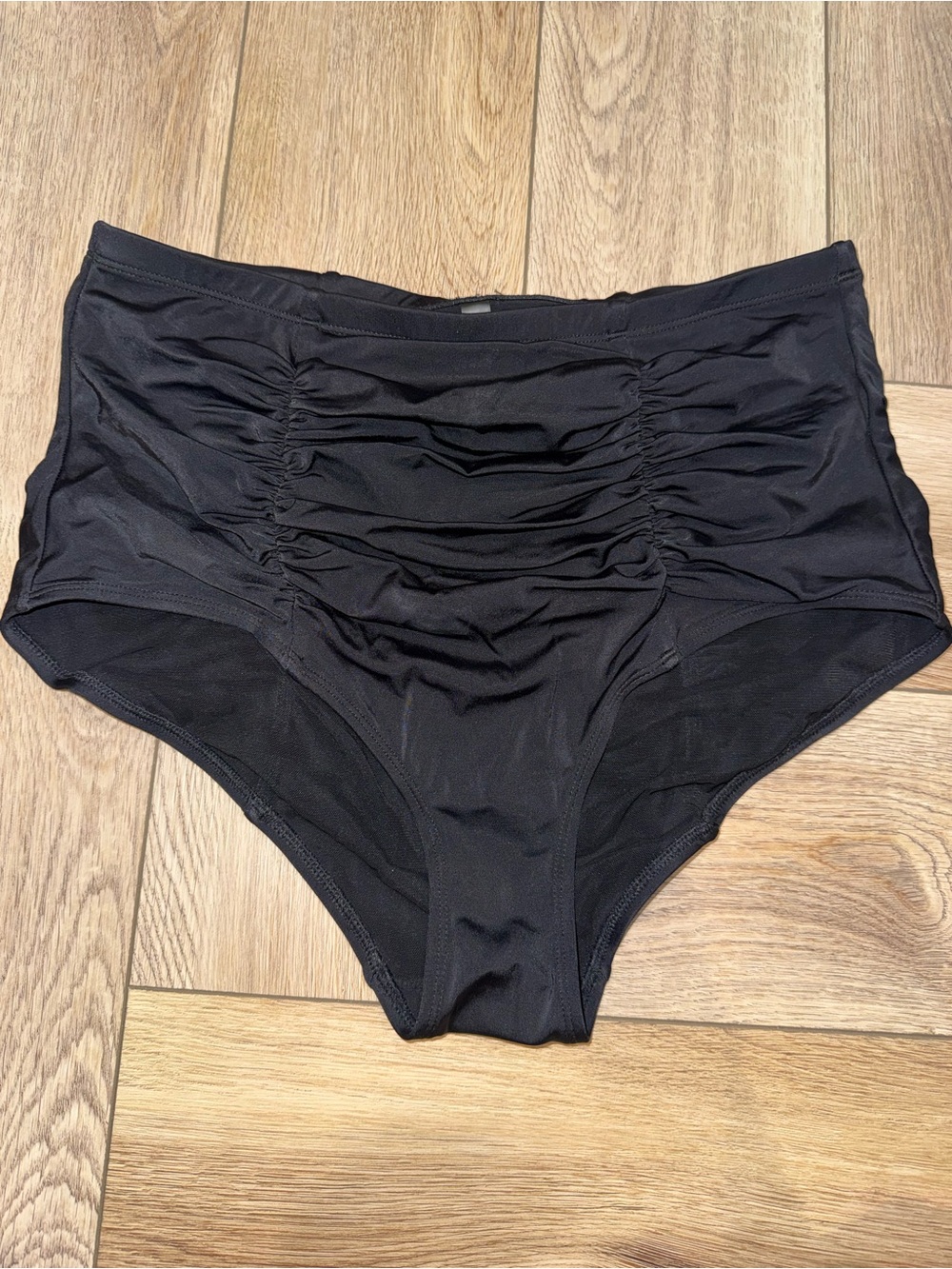 Torrid High-Waist Ruched Black Swim Bottoms